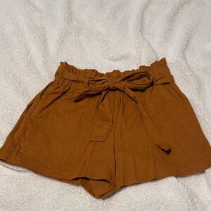 Women's Brown Tie-Waist Shorts